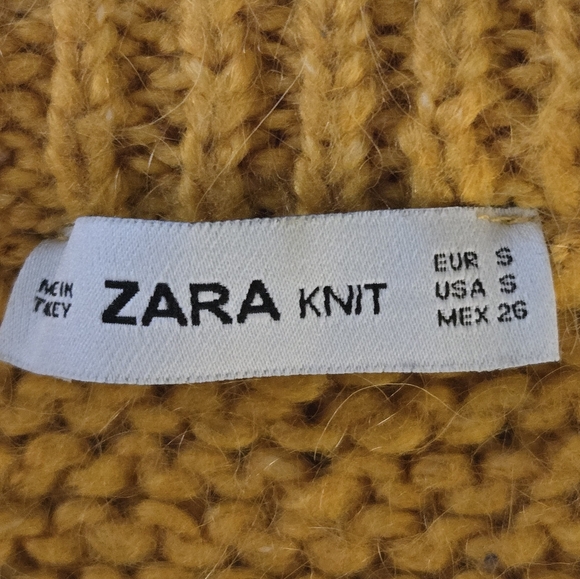 Zara Mohair Blend Chunky Knit Sweater Mustard Yellow Gold Pullover Small - Picture 9 of 9